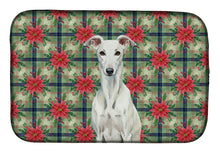Load image into Gallery viewer, White Greyhound Christmas PoinsettIas Dish Drying Mat