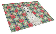 Load image into Gallery viewer, White Greyhound Christmas PoinsettIas Glass Cutting Board