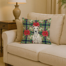 Load image into Gallery viewer, White Greyhound Christmas PoinsettIas Throw Pillow