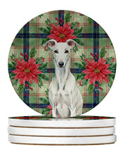 Load image into Gallery viewer, White Greyhound Christmas PoinsettIas Large Sandstone Coasters Pack of 4