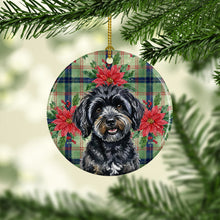 Load image into Gallery viewer, Black Havanese Christmas PoinsettIas Ceramic Ornament