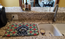 Load image into Gallery viewer, Black Havanese Christmas PoinsettIas Dish Drying Mat