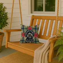 Load image into Gallery viewer, Black Havanese Christmas PoinsettIas Throw Pillow