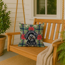 Load image into Gallery viewer, Black Havanese Christmas PoinsettIas Throw Pillow