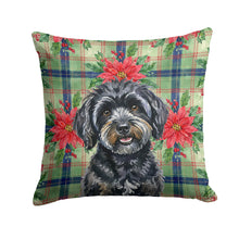 Load image into Gallery viewer, Black Havanese Christmas PoinsettIas Throw Pillow