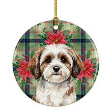 Load image into Gallery viewer, Parti-color Havanese Christmas PoinsettIas Ceramic Ornament