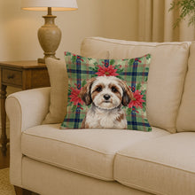 Load image into Gallery viewer, Parti-color Havanese Christmas PoinsettIas Throw Pillow