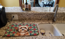 Load image into Gallery viewer, Sable Havanese Christmas PoinsettIas Dish Drying Mat