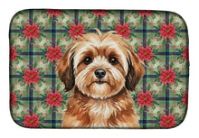 Load image into Gallery viewer, Sable Havanese Christmas PoinsettIas Dish Drying Mat
