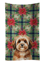 Load image into Gallery viewer, Sable Havanese Christmas PoinsettIas Kitchen Towel
