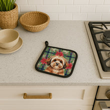Load image into Gallery viewer, Sable Havanese Christmas PoinsettIas Pair of Pot Holders