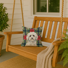 Load image into Gallery viewer, White Havanese Christmas PoinsettIas Throw Pillow