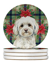 Load image into Gallery viewer, White Havanese Christmas PoinsettIas Large Sandstone Coasters Pack of 4