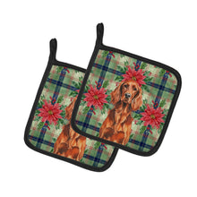 Load image into Gallery viewer, Irish Setter Christmas PoinsettIas Pair of Pot Holders