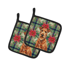 Load image into Gallery viewer, Irish Terrier Christmas PoinsettIas Pair of Pot Holders