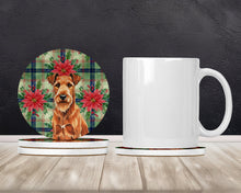 Load image into Gallery viewer, Irish Terrier Christmas PoinsettIas Large Sandstone Coasters Pack of 4