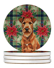 Load image into Gallery viewer, Irish Terrier Christmas PoinsettIas Large Sandstone Coasters Pack of 4