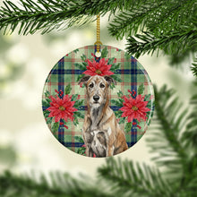 Load image into Gallery viewer, Brindle Irish Wolfhound Christmas PoinsettIas Ceramic Ornament