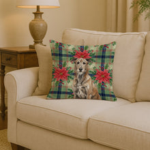 Load image into Gallery viewer, Brindle Irish Wolfhound Christmas PoinsettIas Throw Pillow