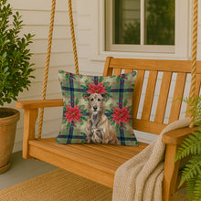 Load image into Gallery viewer, Brindle Irish Wolfhound Christmas PoinsettIas Throw Pillow