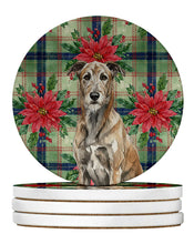 Load image into Gallery viewer, Brindle Irish Wolfhound Christmas PoinsettIas Large Sandstone Coasters Pack of 4