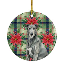 Load image into Gallery viewer, Gray Irish Wolfhound Christmas PoinsettIas Ceramic Ornament