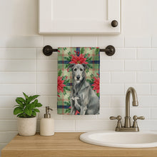 Load image into Gallery viewer, Gray Irish Wolfhound Christmas PoinsettIas Kitchen Towel