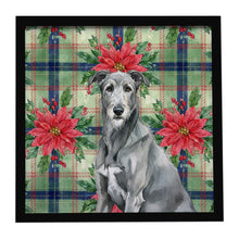 Load image into Gallery viewer, Gray Irish Wolfhound Christmas PoinsettIas Framed Metal Print