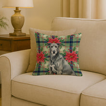 Load image into Gallery viewer, Gray Irish Wolfhound Christmas PoinsettIas Throw Pillow