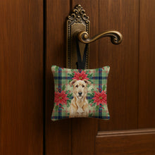 Load image into Gallery viewer, Wheaten Irish Wolfhound Christmas PoinsettIas Hanging Square Fabric Ornament 3.5 x 3.5
