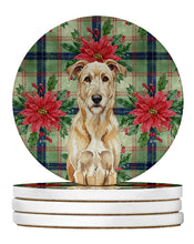 Load image into Gallery viewer, Wheaten Irish Wolfhound Christmas PoinsettIas Large Sandstone Coasters Pack of 4