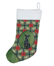 Load image into Gallery viewer, Black Italian Greyhound Christmas PoinsettIas Holiday Stocking
