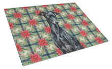 Load image into Gallery viewer, Black Italian Greyhound Christmas PoinsettIas Glass Cutting Board