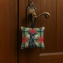 Load image into Gallery viewer, Black Italian Greyhound Christmas PoinsettIas Hanging Square Fabric Ornament 3.5 x 3.5