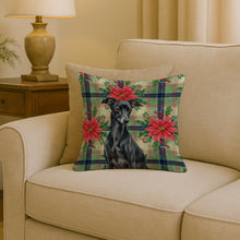 Load image into Gallery viewer, Black Italian Greyhound Christmas PoinsettIas Throw Pillow