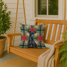 Load image into Gallery viewer, Black Italian Greyhound Christmas PoinsettIas Throw Pillow
