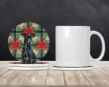 Load image into Gallery viewer, Black Italian Greyhound Christmas PoinsettIas Large Sandstone Coasters Pack of 4