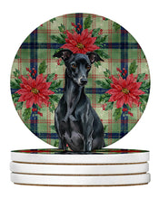 Load image into Gallery viewer, Black Italian Greyhound Christmas PoinsettIas Large Sandstone Coasters Pack of 4