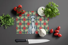 Load image into Gallery viewer, Blue Italian Greyhound Christmas PoinsettIas Glass Cutting Board
