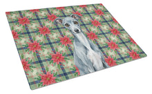 Load image into Gallery viewer, Blue Italian Greyhound Christmas PoinsettIas Glass Cutting Board