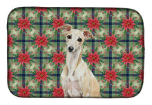 Load image into Gallery viewer, Cream Italian Greyhound Christmas PoinsettIas Dish Drying Mat