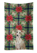 Load image into Gallery viewer, Cream Italian Greyhound Christmas PoinsettIas Kitchen Towel