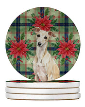 Load image into Gallery viewer, Cream Italian Greyhound Christmas PoinsettIas Large Sandstone Coasters Pack of 4