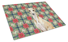 Load image into Gallery viewer, Fawn Italian Greyhound Christmas PoinsettIas Glass Cutting Board