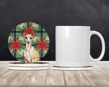 Load image into Gallery viewer, Fawn Italian Greyhound Christmas PoinsettIas Large Sandstone Coasters Pack of 4