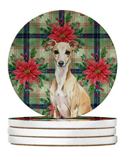 Load image into Gallery viewer, Fawn Italian Greyhound Christmas PoinsettIas Large Sandstone Coasters Pack of 4