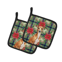 Load image into Gallery viewer, Red Italian Greyhound Christmas PoinsettIas Pair of Pot Holders