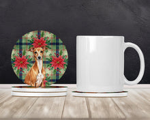 Load image into Gallery viewer, Red Italian Greyhound Christmas PoinsettIas Large Sandstone Coasters Pack of 4
