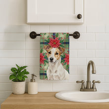 Load image into Gallery viewer, White and Tan Jack Russell Terrier Christmas PoinsettIas Kitchen Towel