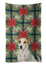 Load image into Gallery viewer, White and Tan Jack Russell Terrier Christmas PoinsettIas Kitchen Towel